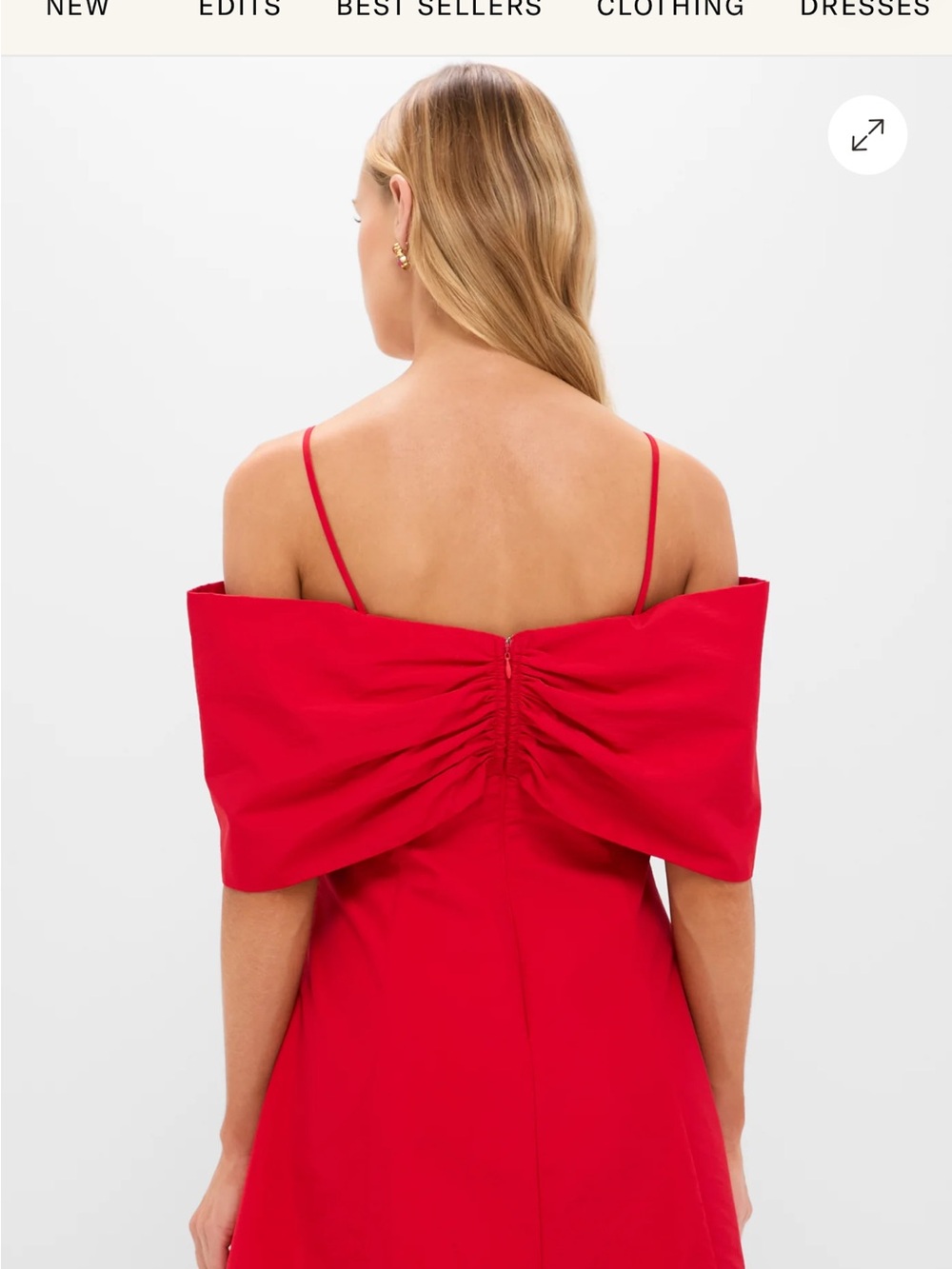 Off-the-Shoulder Red Bow Bates Mini Dress